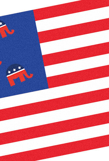 An American flag with Republican elephants replacing the stars.