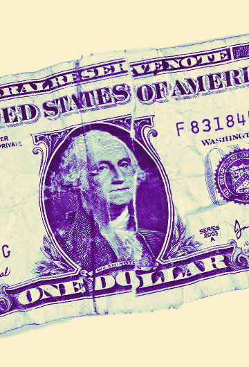 An image of a crumpled up dollar bill