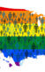 A map of the United States in colors of the rainbow with small icons of people in it.