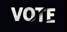 The word "Vote." The letters o, t, and e are slightly ripped up.
