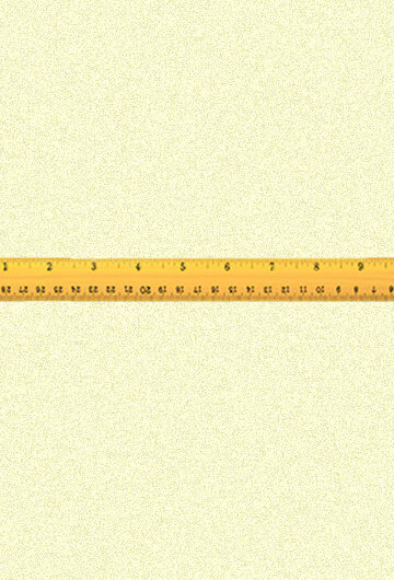 A collage of a ruler and a mask on each side of the ruler