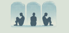 An illustration of three people inside different pods.