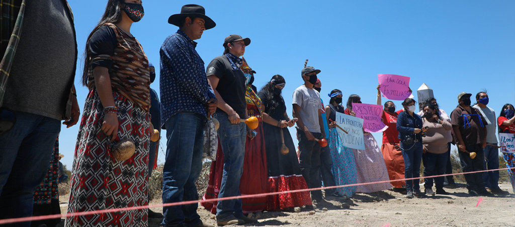 A photo of Kumeyaay Nation protestors