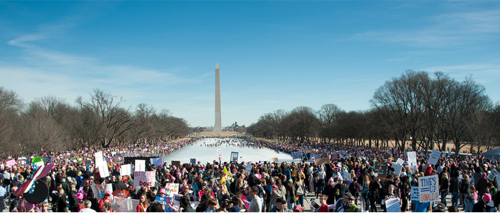 A photo of people protesting Donald Trump and general misogyny in Washington DC.