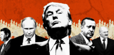 Collage of authoritarian leaders including Donald Trump and Vladimir Putin