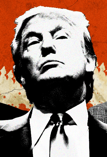 Collage of authoritarian leaders including Donald Trump and Vladimir Putin