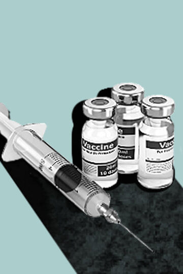 Collage of image of vials and a syringe