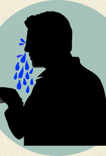 An illustration of a black silhouette of someone crying.