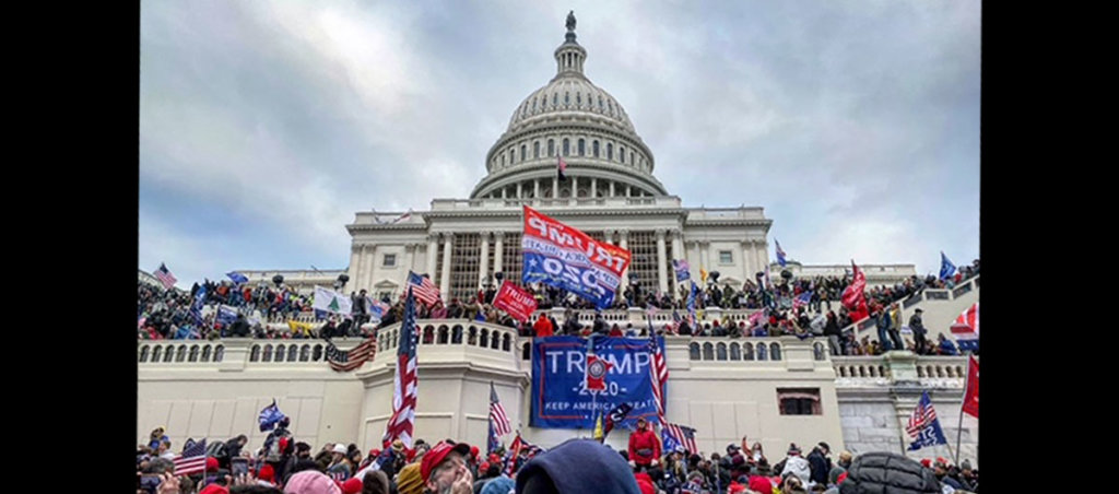 Mob of violent Trump supporters swarming the Capitol.