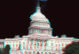 The US capitol building on a black solid background with a distorted, glitch effect
