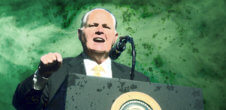 Image of racist radio host Rush Limbaugh on a green background