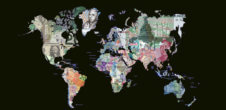 Image of currency of every country on world map