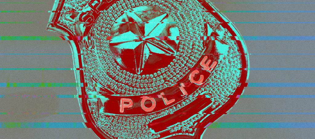 Police badge, altered with colors and a glitchy effect