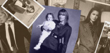 Collage of 1980's advertisements of women in suits with Diane Keaton in the movie Baby Boom centered.