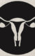 Vector drawing of a uterus layered on top of torn pieces of newspaper