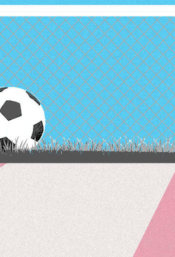 Soccer goal net with ball on a trans flag backdrop