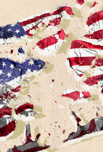 An American flag in pieces