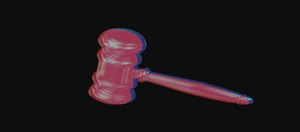 Judge's gavel on a black background