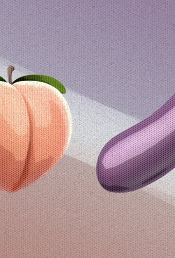 An eggplant and a peach emoji