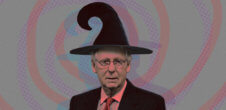 Mitch McConnell wearing a wizard's hat.