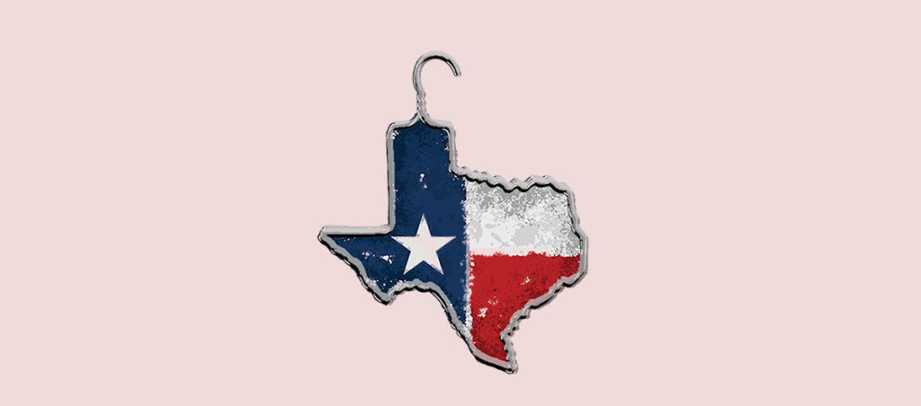 Texas flag inside of a clothes hanger