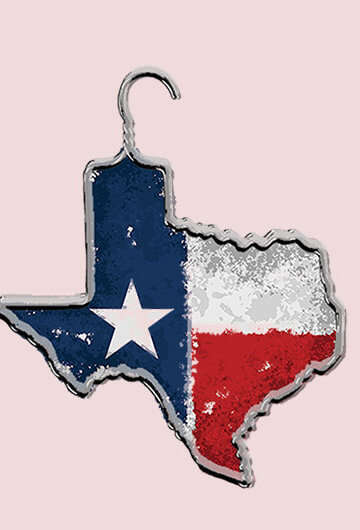 Texas flag inside of a clothes hanger