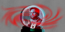 JD Vance and republican elephant inside a crystal ball