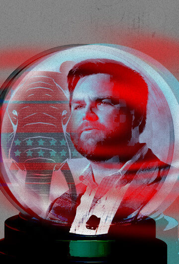 JD Vance and republican elephant inside a crystal ball