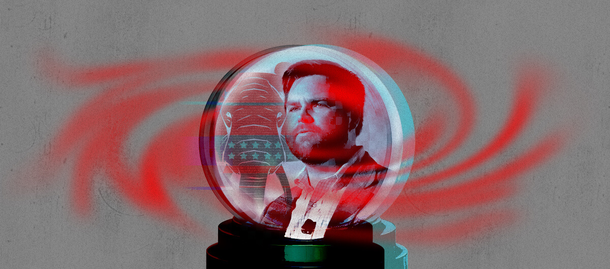 JD Vance and republican elephant inside a crystal ball