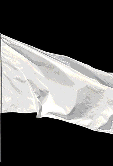 a white flag on a black background to convey surrender to all of the intersecting crisis