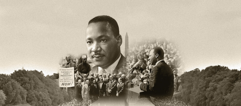 a collage of images of Martin Luther King, jr