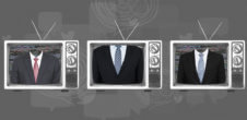 An illustration with three televisions and three suits (bodies are not visible) in the televisions/