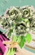 An illustration of a flower bouquet made of money, a bridesmaid dress, and a wedding cake with dollar bills flying in the background.