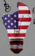 A broken lightbulb with the american flag superimposed on it. Around it are little squiggles for decoration. The background is grey.