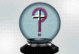 A crystal ball with a Cross inside it, and over the cross is a question mark