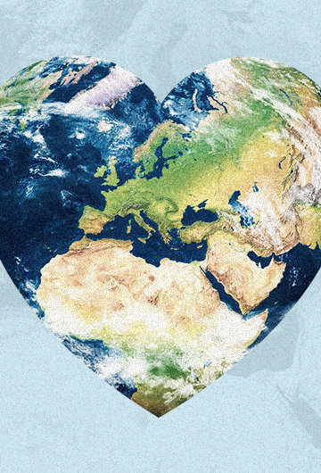 The earth in the shape of a heart