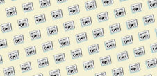 a repeating pattern of an illustration of a newspaper on a yellow background